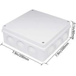Zulkit Junction Box ABS Plastic Dustproof Waterproof IP65 Universal Electrical Boxes Project Enclosure White 7.9 x 7.9 x 3.1 inch (200 x 200 x 80mm)
