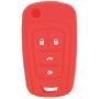 LemSa 2Pcs Rubber Silicone Flip Remote Key Fob Cover Remote Keyless Protector Bag Holder for Chevrolet Camaro Cruze Chevy Equinox Sonic Terrain Key Fob, Black/Red