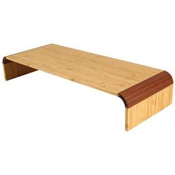 EasyPAG Bamboo Computer Monitor Stand 20.5 inch Desktop Monitor Riser with Silicone Anti-Slip Feet PC Keyboard Storage for Office, Home, School,1 Pack