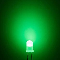 Chanzon 100 pcs 5mm Green Diffused LED Diode Lights (Frosted Lens Round DC 3V 20mA) Lighting Bulb Lamps Electronics Components Indicator Light Emitting Diodes