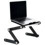Laptop Stand Folding Laptop Tables for Beds and Sofas Fully Adjustable Height and Angle ,Aluminum Standing Desk with USB Fans for Work from Home or Travel (Black1)