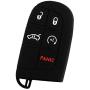 EXUNTECH 2Pcs 5 Buttons Silicone Smart Key Fob Skin Cover Case Protector Keyless Jacket Remote Holder for Jeep Grand Cherokee Dodge Challenger Charger Dart Durango Journey Chrysler 300,Black Pink