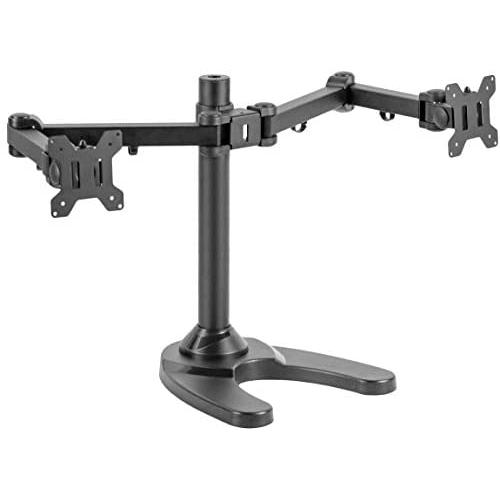 VIVO Freestanding Dual Computer Monitor Mount, Fully Adjustable VESA Stand with Base for Two (2) Ultra Wide Screens up to 38'' (STAND-V102AF)