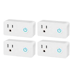 BN-LINK WiFi Heavy Duty Smart Plug Outlet, No Hub Required with Energy Monitoring and Timer Function, White, Compatible with Alexa and Google Assistant, 2.4 Ghz Network Only (4 Pack)
