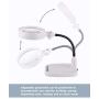 iMagniphy 8X Lighted Desktop Magnifier - Extra Large 5.5 Inch Lens & Sturdy Stand - Hands Free Adjustable Design with 6 Bright LEDs - Illuminated Tabletop Magnifying Glass Lamp with Light for Reading