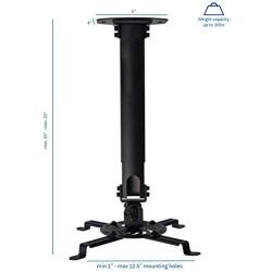 VIVO Universal Extending Ceiling Projector Mount, Height Adjustable Projection, Black, MOUNT-VP02B