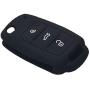 LemSa 2Pcs 3 Buttons Silicone Flip Key Fob Cover Case Protector Holder for VW Volkswagen Jetta GTI Passat Golf Tiguan Touareg Beetle, Black