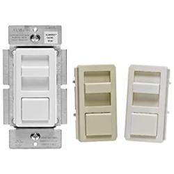 Leviton IPL06-10Z IllumaTech Slide Dimmer for 150-Watt Dimmable LED, 600-Watt Incandescent/Halogen, White w/ Color Change Kits Included
