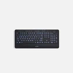 Azio Wireless Keyboard with Large Print Keys, Blue Color Backlight, 2.4gHz USB-RF Rechargeable and Multimedia Productivity Hotkeys (Vision Series KB510W)