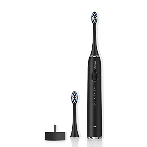 Sonic Electric Toothbrush, Wireless Rechargeable Waterproof Power Smart Timer Four Modes Deep Clean Electric Toothbrush（Black）