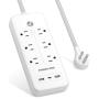 USB C Power Strip Surge Protector, POWERADD 30W USB C Power Delivery, 2 USB A & 6 AC Outlets, 5ft Braided Extension Cord, Flat Plug for MacBook Pro, iPad Pro, iPhone and Galaxy