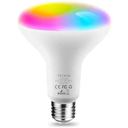 TECKIN Smart Light Bulb, LED RGB Color Changing, E27 100W 1300LM Equivalent Compatible with Alexa and Google Home, 2900K-6000K BR30 WiFi Light Blubs(13W), 1 Pack