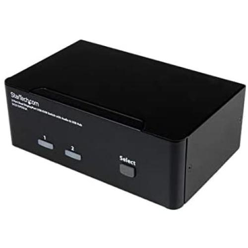 StarTech.com Dual Monitor DisplayPort KVM Switch - 2 Port - USB 2.0 Hub - Audio and Microphone - DP KVM Switch (SV231DPDDUA) Black