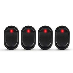 APIELE Rocker Toggle Switch Boat Waterproof DC 12V 30A ON-Off with Dot Light SPST 3 Pins 2 Position 4Pcs ASW-20D (Red)