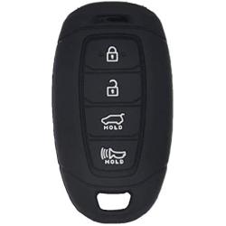 WEIBISS 2 Pack 4 Buttons Smart Rubber Key Fob Remote Cover Keyless Entry Case Holder Protector Skin Compatible with Hyundai Kona Azera Grandeur IG, Black Blue
