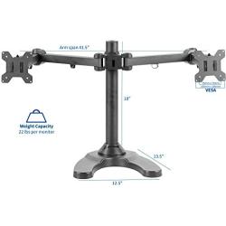 VIVO Freestanding Dual Computer Monitor Mount, Fully Adjustable VESA Stand with Base for Two (2) Ultra Wide Screens up to 38'' (STAND-V102AF)