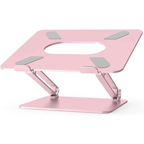 Boyata Laptop Stand, Adjustable Ergonomic Laptop Holder, Aluminium Alloy Notebook Stand Compatible for MacBook Pro/Air, Dell XPS, Lenovo, Samsung Laptops Up to 17 inches-Pink