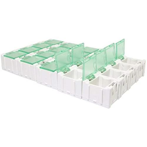 Magic&shell SMD SMT Case 20PCS White Electronic Components Box Laboratory Resistor Parts Containers Mini Storage Box with Transparent Lids