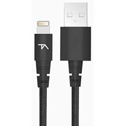 Tech Armor Apple MFi Certified Lightning Cable to USB A - 6FT Black - Tough-Braided Extra-Strong Jacket - Sync/Charge iPhone & iPad