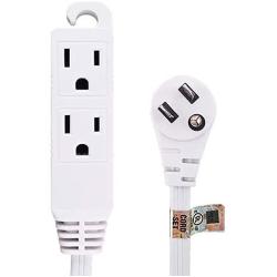 Uninex EC1606AUL Flat Angle Plug Extension Cord with 3-Outlet, 3-Prong, 6-Foot, 1-Pack