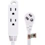 Uninex EC1606AUL Flat Angle Plug Extension Cord with 3-Outlet, 3-Prong, 6-Foot, 1-Pack