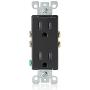 Leviton T5325-E 15 Amp 125 Volt, Tamper Resistant, Decora Duplex Receptacle, Straight Blade, Grounding, Black