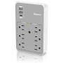 Huntkey USB-C Surge Protector, 6 AC Outlets Wall Tap Multi Plug Outlet Extender with 3 USB Charging Ports,SMD607C