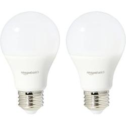 Amazon Basics 60 Watt Equivalent, Soft White, Non-Dimmable, 15,000 Hour Lifetime, A19 LED Light Bulb | 2-Pack