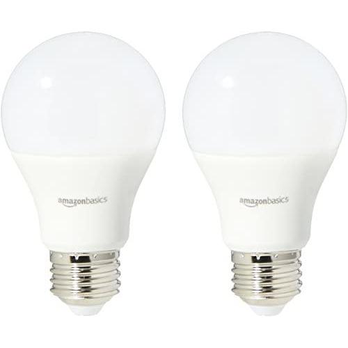Amazon Basics 60 Watt Equivalent, Soft White, Non-Dimmable, 15,000 Hour Lifetime, A19 LED Light Bulb | 2-Pack