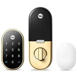 Google Nest x Yale Lock - Tamper-Proof Smart Lock for Keyless Entry - Keypad Deadbolt Lock for Front Door - Works with Nest Secure Alarm System - Polished Brass