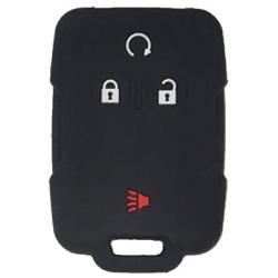 LemSa 2pcs Silicone 4 Buttons Smart Key Fob Cover Remote Keyless Entry Bag Compatible with Chevrolet Silverado Colorado 2017 2018 M3N32337100 13577770 13577771 GMC Sierra Yukon Cadillac, Black+Blue