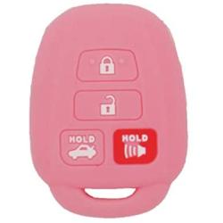 LemSa 2 Pack Keyless Entry Remote Car Key Fob Outer Shell Cover Soft Rubber Silicone Protector Keyless Jacket Case for Toyota Camry Avalon Corolla RAV4 Highlander Venza HYQ12BDM, Black Pink