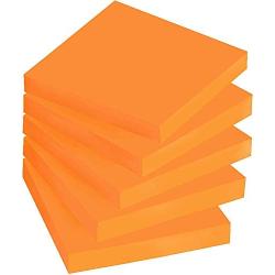 Super Sticky Notes, 3x3 in, 5 Pads, 2X The Sticking Power, Neon Orange, Recyclable
