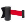 DuraSteel Crowd Control Wall Barrier - Wall Mount 96” Red Retractable Belt w/Black Finish Body - Safe Braking System and Locking Button - Used in Retail Stores, Airports, Banks, Restaurants, Hotels