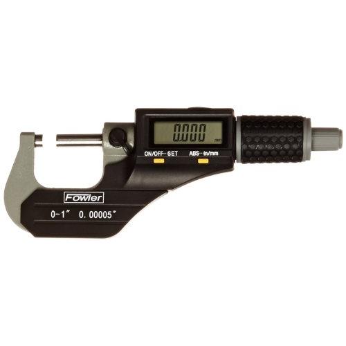 Fowler Full Warranty Xtra-Value II Electronic Micrometer with Grey Enamel Finish, 54-870-001-0, 0-1''/0-25mm Measuring Range, 0.00005''/0.001mm Resolution, 0.00016''/0.004mm Accuracy, RS-232 Output