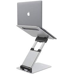 Nulaxy Laptop Stand, Ergonomic Sit to Stand Laptop Holder Convertor, Adjustable Height from 2.1'' to 13.8'', Supports up to 22lbs, Compatible with MacBook, All Laptops Tablets 11-17'' - Silver
