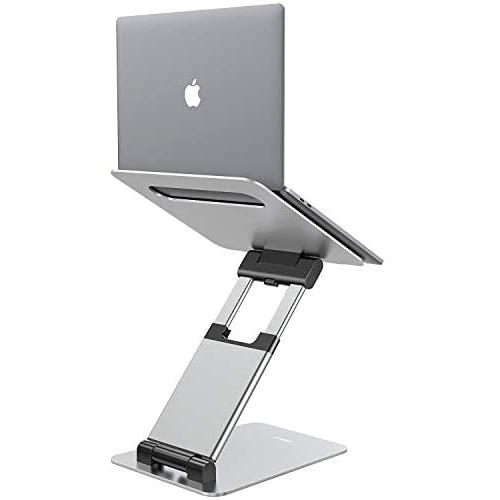 Nulaxy Laptop Stand, Ergonomic Sit to Stand Laptop Holder Convertor, Adjustable Height from 2.1'' to 13.8'', Supports up to 22lbs, Compatible with MacBook, All Laptops Tablets 11-17'' - Silver