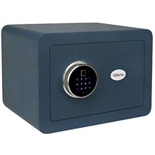 Golval EF25 Home Steel Security Safe Box, Biometric Fingerprint Quick-Access Safe with New-Gen Full Keypad Module Wide, Solid Steel Safe Strongbox for Cash,Jewelry, Guns, Valuables (Blue)