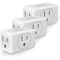 [3-pack]VINTAR 3-Outlet Adapter Wall Tap, Outlet Extender, Portable Travel Mini Plug Grounded Indoor AC Outlet, White,ETL Listed.