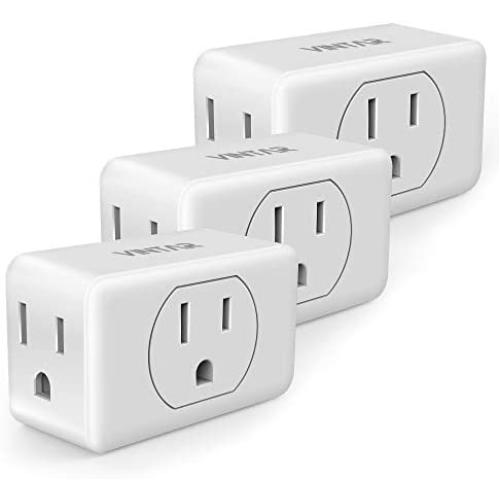 [3-pack]VINTAR 3-Outlet Adapter Wall Tap, Outlet Extender, Portable Travel Mini Plug Grounded Indoor AC Outlet, White,ETL Listed.