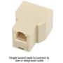 RJ12 6P6C 1 Female to 2 Female Telephone Line Splitters, Uvital Telephone Landline Cable Connector and Separator(Yellow,2 Pack)