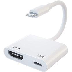 [Apple MFi Certified] Lightning to HDMI, 1080P Lightning to Digital AV Audio Adapter, 4K HDMI Sync Screen Converter with Charging Port for iPhone, iPad, iPod on HD TV/Monitor/Projector [Must Be Power]