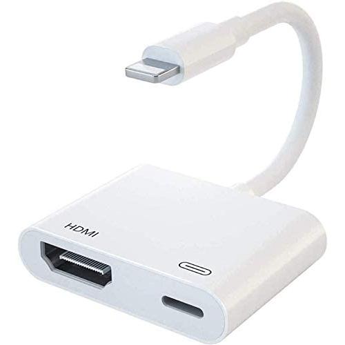 [Apple MFi Certified] Lightning to HDMI, 1080P Lightning to Digital AV Audio Adapter, 4K HDMI Sync Screen Converter with Charging Port for iPhone, iPad, iPod on HD TV/Monitor/Projector [Must Be Power]