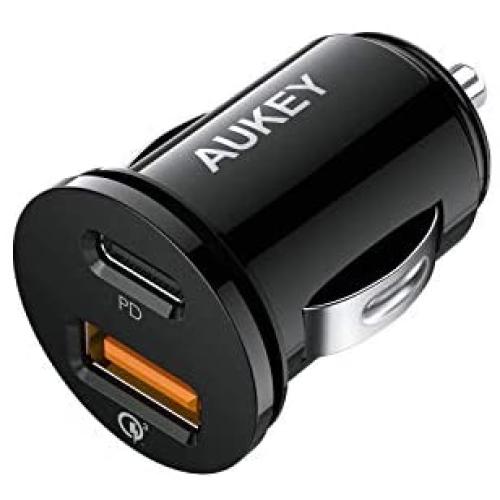 USB C Car Charger, AUKEY 21W Car Charger Compatible with iPhone 12 Mini/12 Pro/12 Pro Max with Power Delivery 3.0,Cigarette Lighter USB Charger,Samsung,AirPods, iPad, Google Pixel 5, Nintendo Switch
