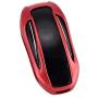 Royalfox(TM) Luxury Aluminum 3 Buttons Smart Remote Key Case Fob Cover for Tesla Model X,with Leather Key Strap (red)