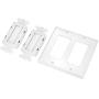 Mxtechnic Brush Wall Plate Decora Style, Cable Pass Through Insert for Wires, 2 Gang Cable Access Strap, Wall Socket for HDTV, HDMI, Wall Cables Brush Plate (1Plate, 2 Gang White)
