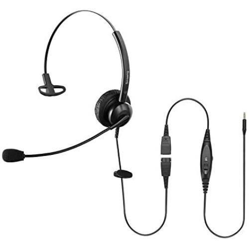 Sinseng Phone Headset for Cell Phone with 3.5mm, Telephone Headset with Microphone Noise Cancelling for pc, Smart Phone Headset with Volume Controls for Call Center iPhone iPad Laptop Computer