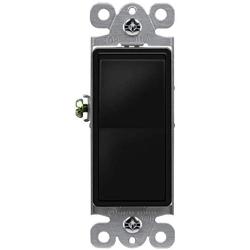 ENERLITES Decorator Paddle Rocker Light Switch, Single Pole, 3 Wire, Grounding Screw, Residential Grade,15A 120V/277V, UL Listed, 91150-BK-10PCS, Black (10 Pack)