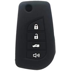 2Pcs WERFDSR Sillicone key fob Skin key Cover Keyless Entry Remote Case Protector Shell for Toyota Camry 4-Runner RAV4 Highlander Corolla Yaris 4 button smart remote red black
