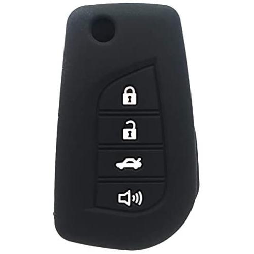WERFDSR Sillicone key fob Skin key Cover Keyless Entry Remote Case Protector Shell for Toyota Camry 4-Runner RAV4 Highlander Corolla Yaris 4 button smart remote black